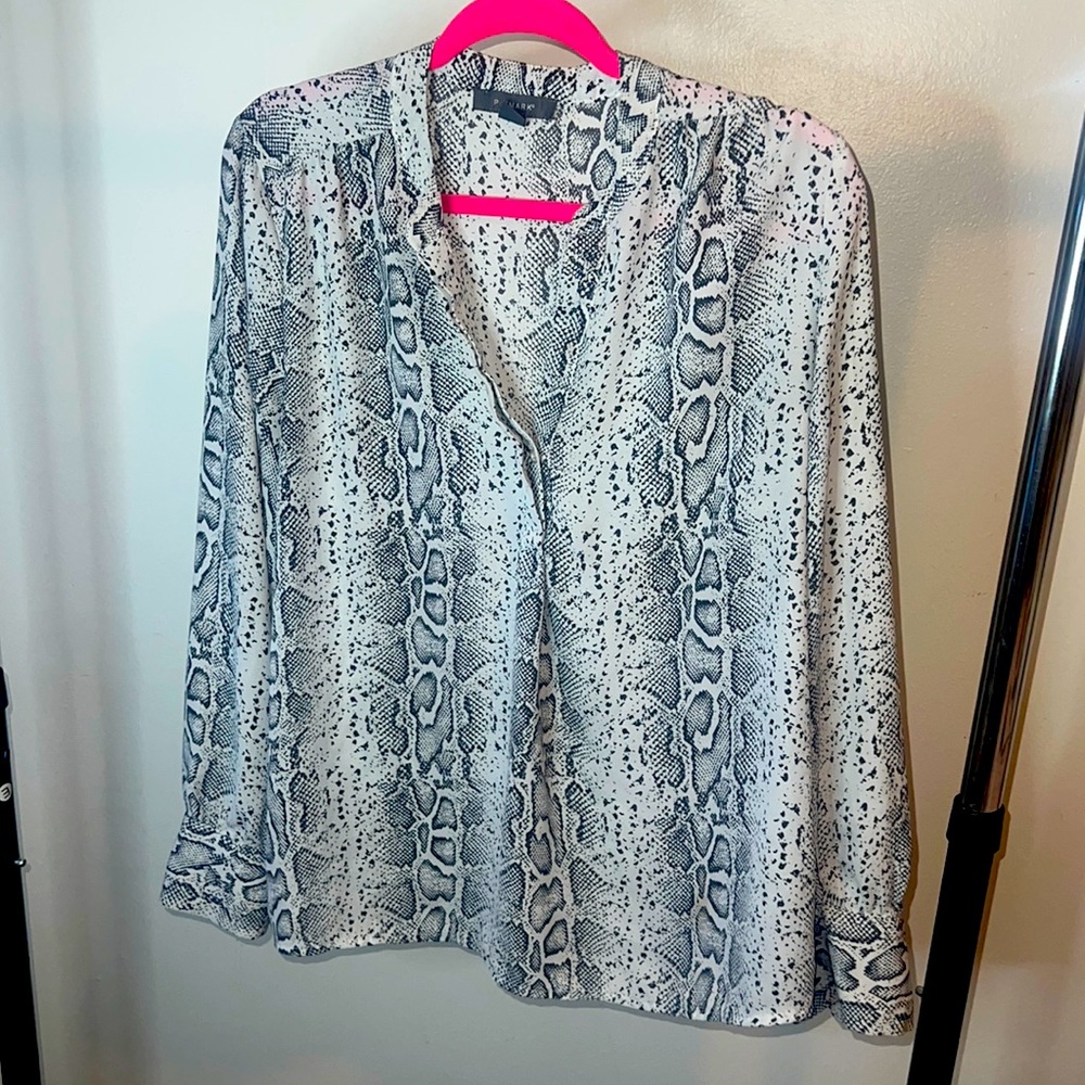 Snake Print Blouse with Buttoned Sleeves (Sustainable Fabric)